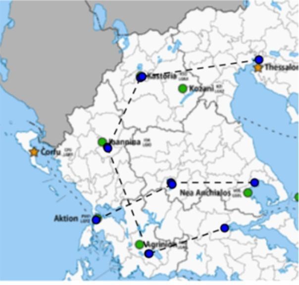 εφαρμοστεί κυρίως στη βόρεια, στη δυτική και στη κεντρική Ελλάδα Εικόνα 4-17 Ενδεικτικές συνδέσεις παράκτιων και παραλίμνιων περιοχών -Σύνδεση με υδροπλάνα παράκτιων και παραλίμνιων πόλεων με