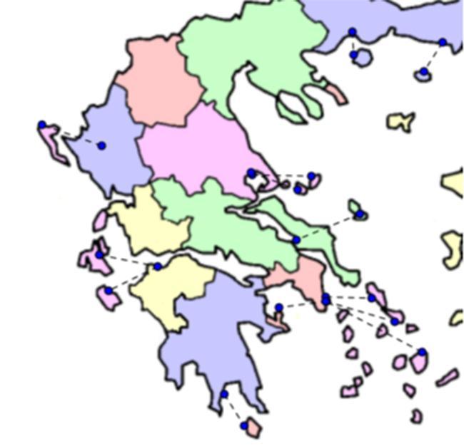 Εικόνα 4-18 Στερεά-Επτάνησα-Ήπειρος- Πελοπόννησος -Σύνδεση με κοντινά νησιά ακόμη και ακατοίκητα ή παραλίες και θρησκευτικούς, αρχαιολογικούς χώρους (εκδρομικές πτήσεις) Η σύνδεση αυτή θα απευθύνεται