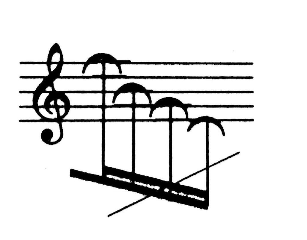 Στο ίδιο πάλι έργο ο συνθέτης σημειώνει ένα γρήγορο arpeggio τεσσάρων υψηλών νοτών σε όλες τις χορδές, αλλά χωρίς το θαμπό ήχο που εμφανίζεται τακτικά, όταν ο εκτελεστής εκτελεί διπλές και τριπλές