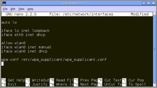 auto lo iface lo inet loopback iface eth0 inet dhcp allow wlan0 iface wlan0 inet manual iface wlan0 inet dhcp wpa-conf /etc/wpa_supplicant/wpa_supplicant.