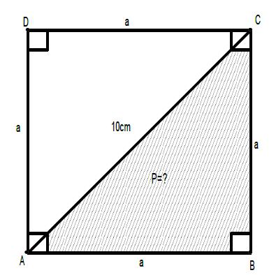 161. Должината на кружницата, која обиколува круг со плоштина Р= см е еднаква на: Плоштината на правоаголен триаголник е еднаква на: 1) производот на неговите катети 162.