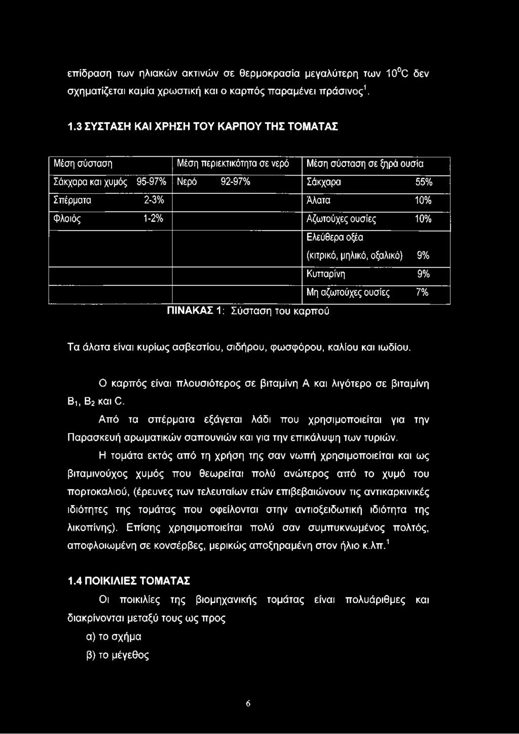 επίδραση των ηλιακών ακτινών σε θερμοκρασία μεγαλύτερη των 10 Ο δεν σχηματίζεται καμία χρωστική και ο καρπός παραμένει πράσινος1. 1.3 ΣΥΣΤΑΣΗ ΚΑ!