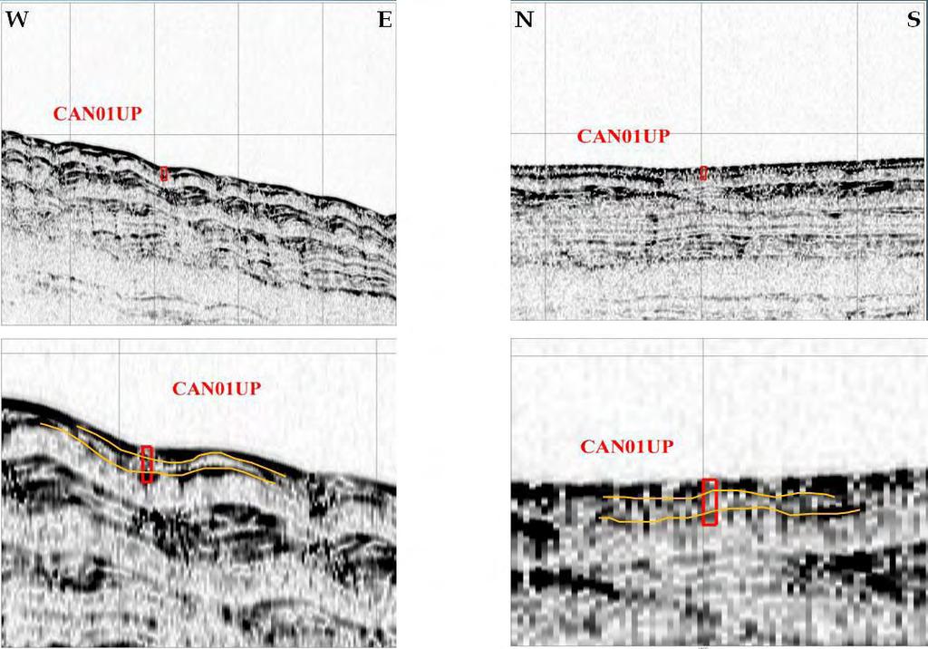 F Λιθοστρωματογραφική ενότητα (87-108 cm): Silt με συχνές εναλλαγές με mud ελασματώσεων. Παρουσία τεσσάρων τουρβιδιτικών sandy silt οριζόντων πάχους 1-2 cm.