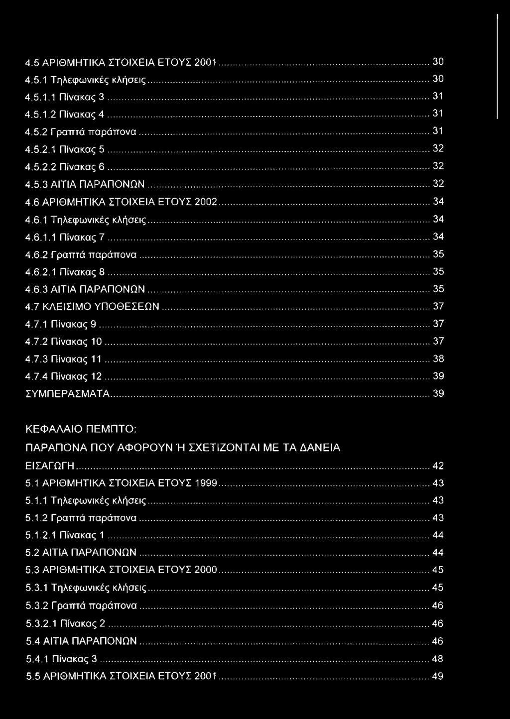 ..37 4.7.1 Πίνακας 9... 37 4.7.2 Πίνακας 10... 37 4.7.3 Πίνακας 11... 38 4.7.4 Πίνακας 12... 39 ΣΥΜΠΕΡΑΣΜΑΤΑ... 39 ΚΕΦΑΛΑΙΟ ΠΕΜΠΤΟ: ΠΑΡΑΠΟΝΑ ΠΟΥ ΑΦΟΡΟΥΝ Ή ΣΧΕΤΙΖΟΝΤΑΙ ΜΕ ΤΑ ΔΑΝΕΙΑ ΕΙΣΑΓΩΓΗ... 42 5.