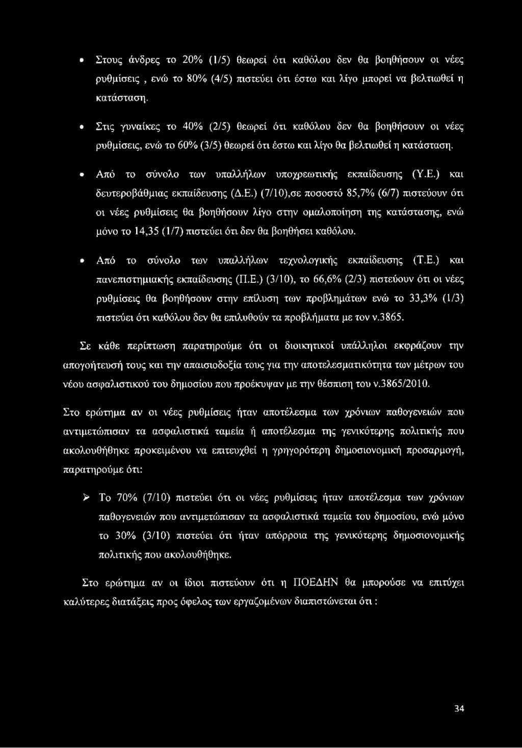 Από το σύνολο των υπαλλήλων υποχρεωτικής εκπαίδευσης (Υ.Ε.