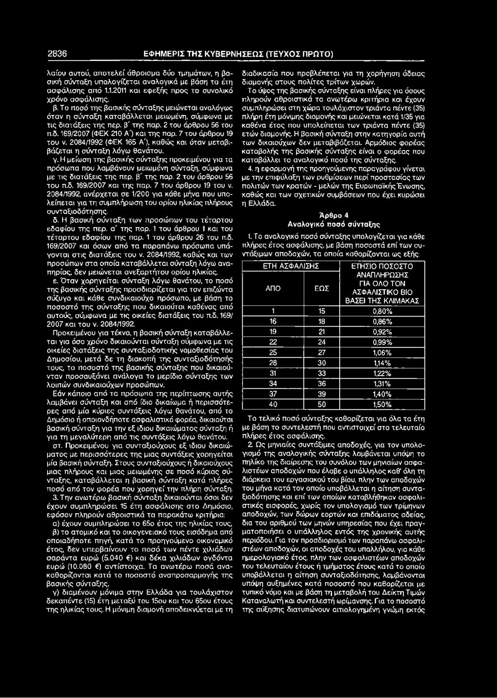 2 του άρθρου 56 του π.δ. 169/2007 (ΦΕΚ 210 Α') και της παρ. 7 του άρθρου 19 του ν. 2084/1992 (ΦΕΚ 165 Α'), καθώς και όταν μεταβιβάζεται η σύνταξη λόγω θανάτου. γ.