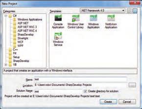سپس گزینه windows application را انتخاب کرده در قسمت name نامی را برای