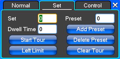Pentru a stabili traseul de supraveghere selectati Add Preset sau delete Preset, Clear Tour pentru a sterge trqmeyele existente.
