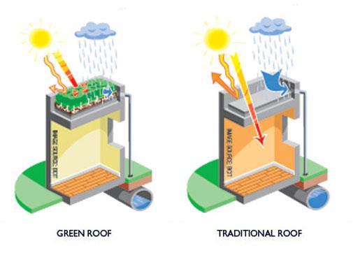 Πλεονεκτήματα χρήσης φυτεμένων δωμάτων Για τον ιδιοκτήτη του κτιρίου: Επέκταση του χρόνου ζωής της στέγης μέχρι και κατά 60 χρόνια Θερμομόνωση (Μείωση κόστους για κλιματισμό και θέρμανση) Εργαλείο