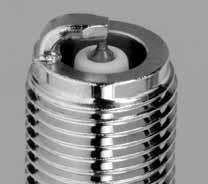 The smaller diameter centre electrode means the voltage required to produce a spark is reduced.