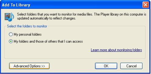 Aknas Add To Library (Lisa teeki) valige My folders and those of others that I can access (Minu kaustad ja