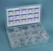 60 Resistor Kits Each kit contains 30 of the most popular values Plastic cabinet with 5, two section drawers Cabinets stack together to build a component storage center Easily wall mounted or stacked