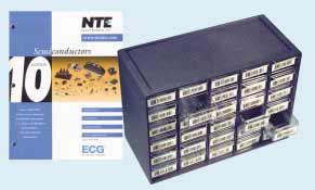 20 38 Piece Transistor/Diode Kit Contains 30 of the most popular transistors, diodes, rectifiers and MOSFETs Housed in a 30 drawer cabinet Includes a NTE Semiconductor Cross Reference Guide Kit