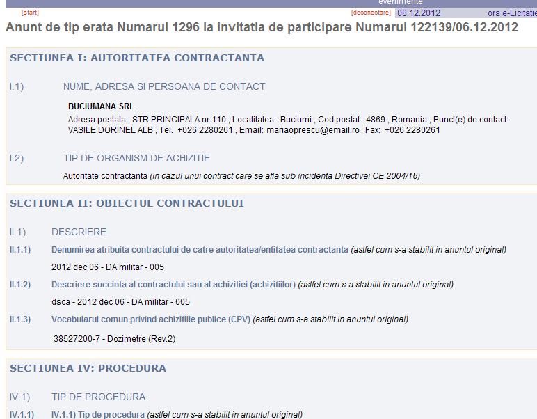 Intoarcerea in ecranul precedent se face apasind butonul Inapoi.