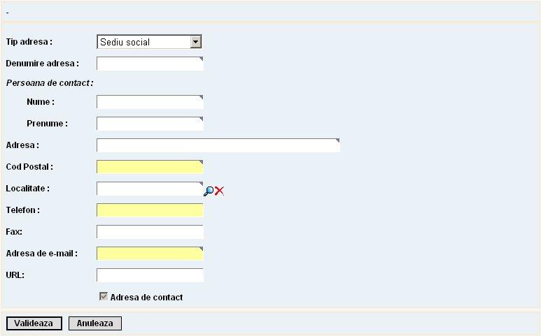 Inregistrarea si accesul in sistem 2.1.3 14 Adrese In sectiunea Adrese se pot adauga, prin apasarea butonului locatiile la care dumneavoastra va desfasurati activitatatea.