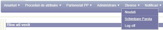 La accesarea link-ul Schimbare parola utilizatorul este directionat spre pagina Schimbare