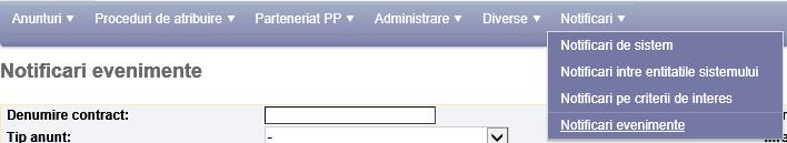 Notificari evenimente Notificarile de eveniment reprezinta email-urile trimise de aplicatie referitoare la anunturile la care este abonat.