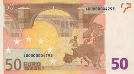 Euro pangatähed 50-, 100-, 200- ja 500-eurose pangatähe turvaelemendid PANGATÄHE PABER VESIMÄRK TURVANIIT HOLOGRAMM Paber on krobeline ja tugev.