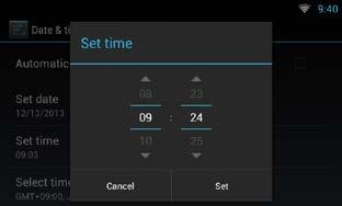 إعداد الوقت والتاريخ قم بضبط التاريخ والوقت يدويا. المس time[ ]Automatic date & إالزالة عالمة االختيار 5 قم 5 بضبط التاريخ.