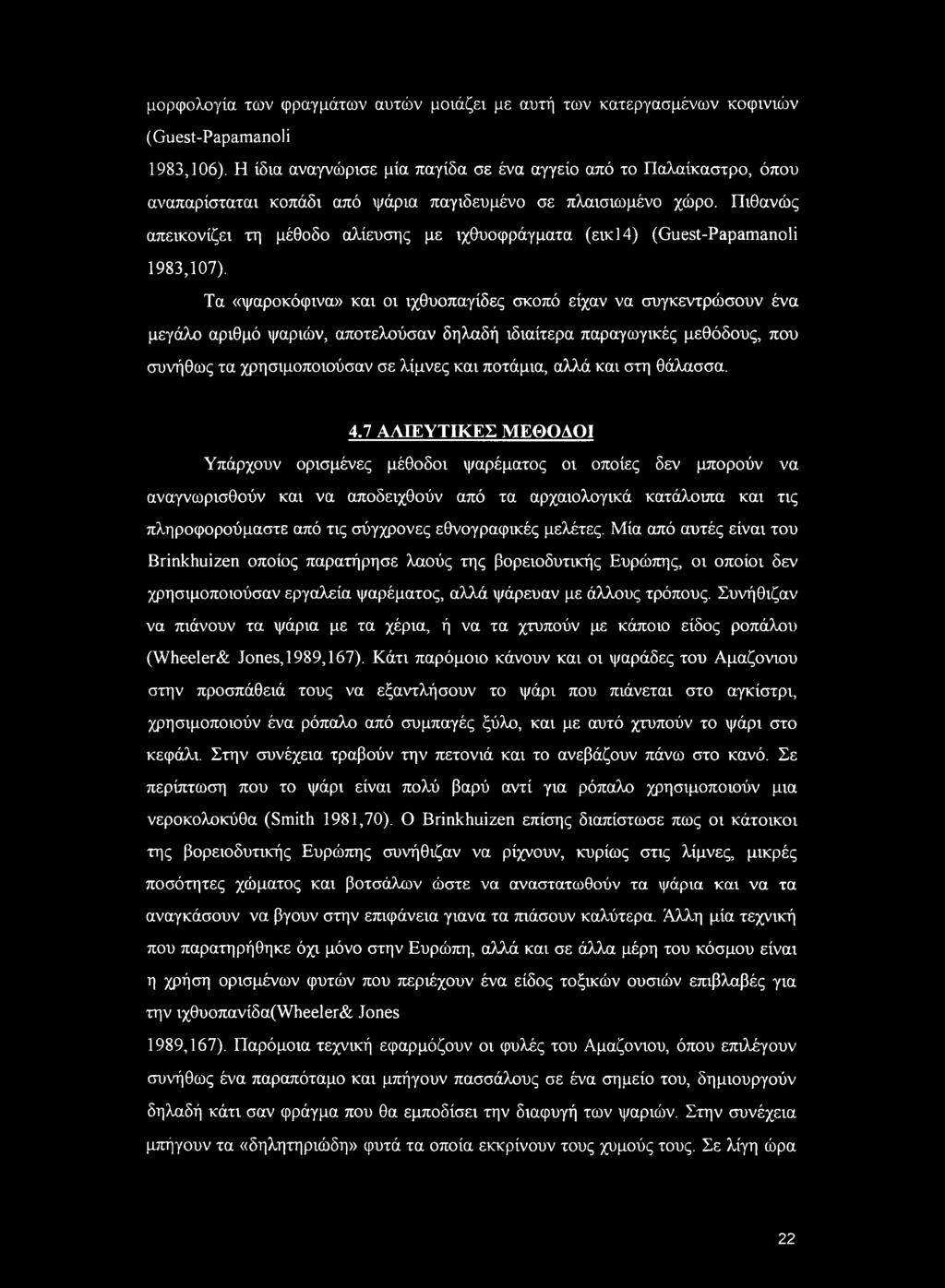 μορφολογία των φραγμάτων αυτών μοιάζει με αυτή των κατεργασμένων κοφινιών (Guest-Papamanoli 1983.106).