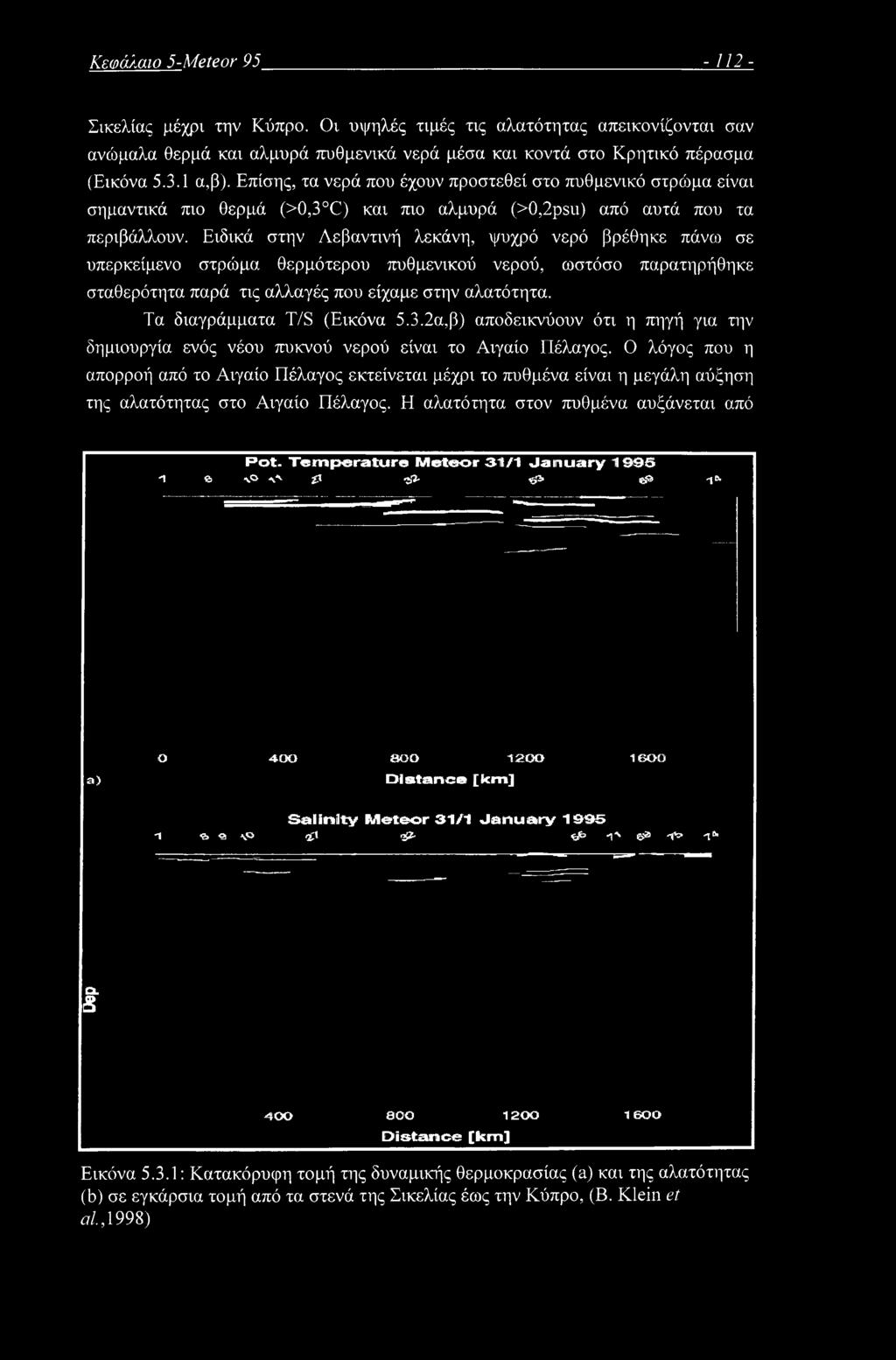 Ειδικά στην Λεβαντινή λεκάνη, ψυχρό νερό βρέθηκε πάνω σε υπερκείμενο στρώμα θερμότερου πυθμενικού νερού, ωστόσο παρατηρήθηκε σταθερότητα παρά τις αλλαγές που είχαμε στην αλατότητα.