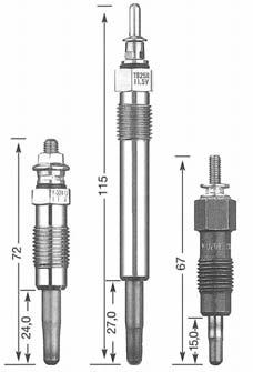 SERIES OF GLOW PLUG (ACTUAL SIZE) Y-918 R Y-920 R Y-922 R