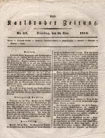 34. Εφηµερίδες 1000 1001 1002 1003 1004 1000 KARLSRUHER ZEITUNG No 321, 20 Nov. 1821. ΑΛΩΣΗ ΤΗΣ ΤΡΙΠΟΛΙΤΣΑΣ. Εκτεταµένο άρθρο µε αναλυτική περιγραφή του µεγάλου γεγονότος.