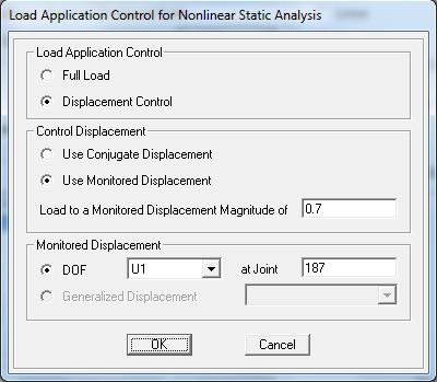 Στο πεδίο Load Application γίνεται η επιλογή: Displacement Control.