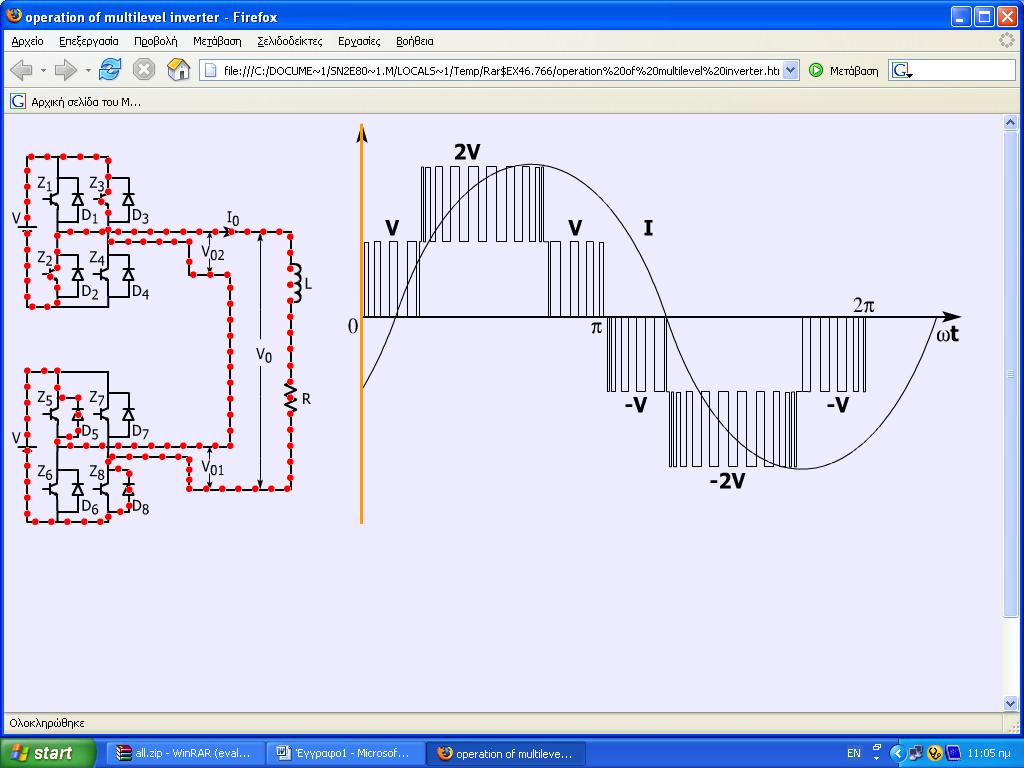 INVERTER OPERATION FLOWCHART READ, I Ο VΟ>0, IΟ>0 >0, I Ο<0 VΟ=0, IΟ>0 =0, I Ο<0 VΟ<0, IΟ<0 IGBT, load, IGBT4, V D, load, D4, V IGBT, load, D3 D, IGBT 3, load IGBT3, load, IGBT, V =0, I Ο>0 π<ωt<π