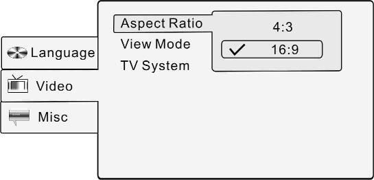 Video setup [Αρχικές ρυθμίσεις εικόνας] Πιέστε το πλήκτρο SETUP και πιέστε τα πλήκτρα για να επιλέξετε την καρτέλα Video [Εικόνα]. Η οθόνη προβάλλεται όπως φαίνεται στα αριστερά. 1.