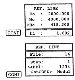 8.92 WILD T/TC 10101/1610 Parametrii statiei sunt afisati ca verificare. Acestia nu mai pot fi modificati. Introduceti primul numar de punct alaxei (APt1).