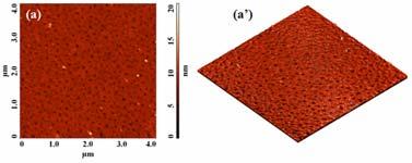 De asemenea, investigatiile AFM efectuate pe o suprafata de scanare de 3 x 3 µm 2, demonstreaza prezenta unui singur pic care reflecta ca ambii copolimeri prezinta o suprafata neteda si uniforma ce