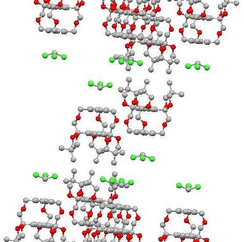 Figura 14. Reprezentare Mercury a retelei aratand orientarea coada-la-coada a moleculelor O alta molecula cusca obtinuta este prezentata in Schema 14.