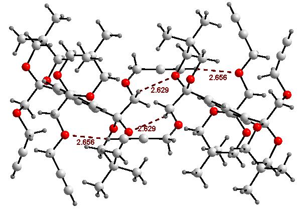 Diagrama ORTEP a compusului 23 Atomii de hidrogen terminali ai gruparilor propargil joaca un rol important in formarea retelei.