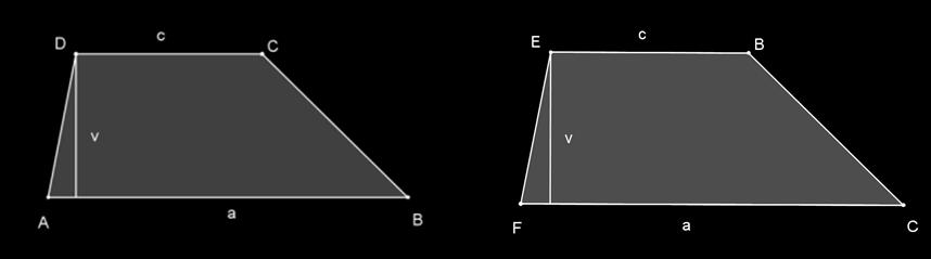 slijedi da je površina paralelograma AEFD jednaka P AEFD = (a + c) v.