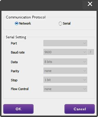 ιαχείριση οθονών 13 Σύνδεση Ethernet (LAN) 1. Κάντε κλικ στο στοιχείο Ρύθμιση στη γραμμή εργαλείων. Εμφανίζεται ένα παράθυρο διαλόγου που σας ζητά να καθορίσετε το πρωτόκολλο επικοινωνίας. 2.