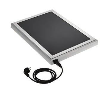 Integrated top-down heating with infrared lamp. Large handles for easy grip and display of service utensils. Hλεκτρικό θερμαινόμενο πλατό / Carving station plain *6248703 870851 59 x 42cm 1.