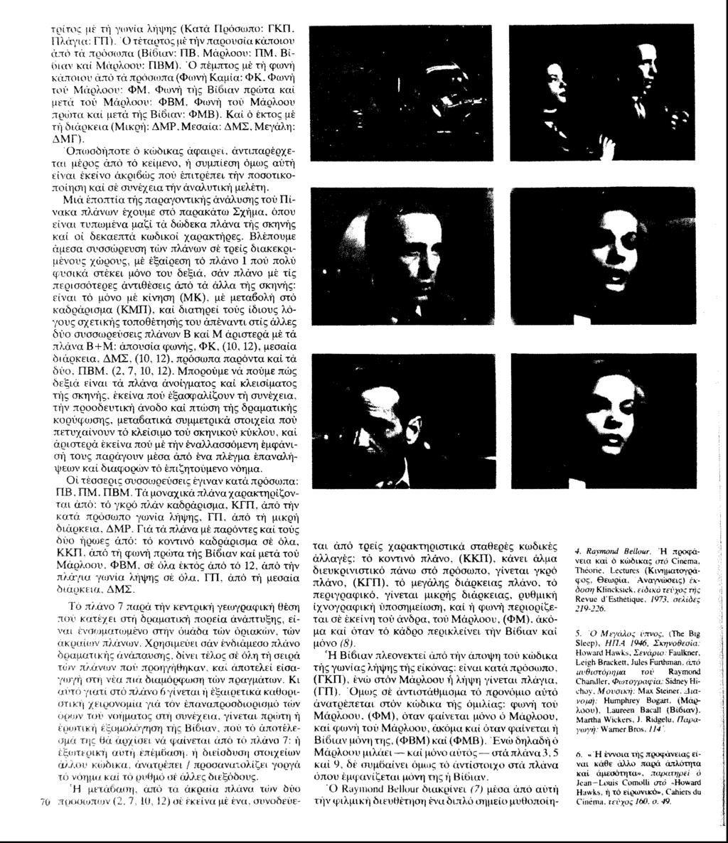ιοίtoc (if τή γωνία λήψης (Κατά Πρόσωπο: ΓΚΠ. ΙΙλάγια: I ΓΙ'). Ο τέταρτος μ# τήν παρουσία κάποιου άπό τά πρόσωπα (Βίόιαν: ΠΒ, Μάρλοου: ΠΜ. Βίοιαν καί Μάρλοου: ΙΙΒ Μ ).