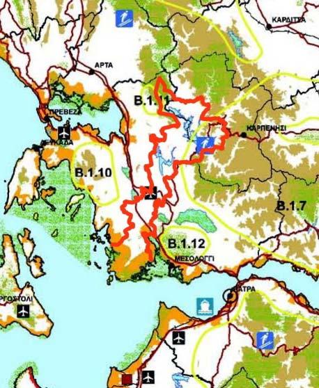 3.1.3-1 Απόσπασμα από το χωροταξικό πλαίσιο του Τουρισμού (ΦΕΚ