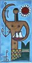 53. Κεραμικά 1897 ΒΑΛΣΑΜΑΚΗΣ ΠΑΝΟΣ (1900-1986) ΑΝΔΡΙΚΗ ΜΟΡΦΗ που στα χέρια του κρατάει άγκυρα, ιστιοφόρο.