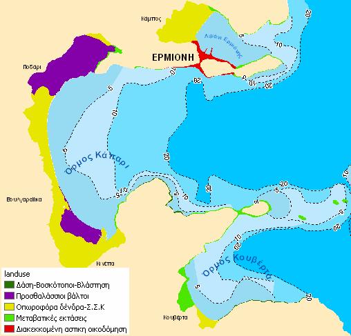 πραγµατοποιώντας διάφορες τεχνικές χωρικής ανάλυσης των δεδοµένων και οι χρήσεις γης επιβεβαιώθηκαν και οριοθετήθηκαν µε ακρίβεια κατά την υπαίθρια παράκτια χαρτογράφηση.