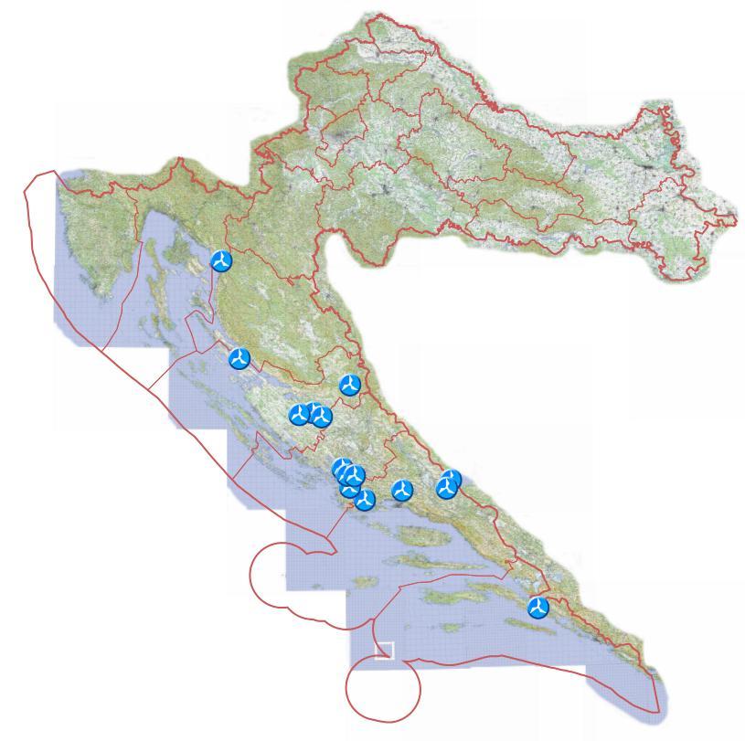 Ukupno: 340 MW VE Vrataruša 42 MW VE Ravne 1 5.95 MW VE ZD6 I. faza 9 MW VE Zelengrad-Obrovac 42 MW VE ZD4 9.