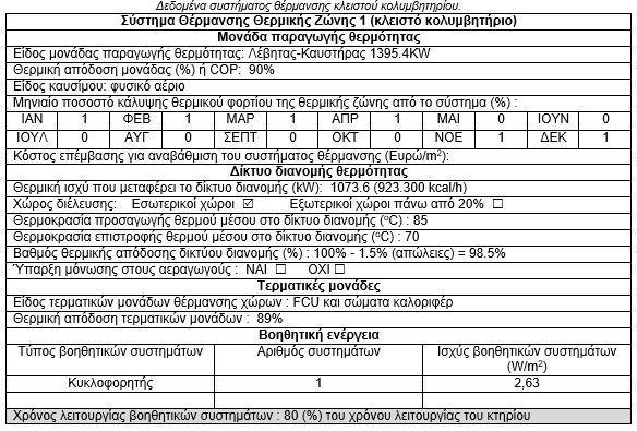 ΘΕΜΑΝΣΗ ΧΩΩΝ ΚΛΕΙΣΤΟΥ ΚΟΛΥΜΒΗΤΗΙΟΥ Σε όλο το κτιριο, όπωσ ζχει ιδθ αναφερκεί, υπάρχει κεντρικι εγκατάςταςθ κζρμανςθσ για τθν κάλυψθ των αναγκϊν για κζρμανςθ χϊρων.