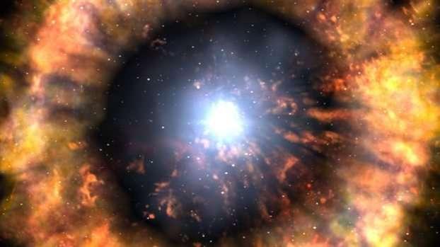 Aν η μάζα του άστρου που απομένει μετά την έκρηξη είναι μεταξύ 1,4 και 3,2 ηλιακών μαζών (1,4Mο <M< 3,2Mο) τότε: α) Παρά την έκρηξη του εξωτερικού περιβλήματος του αστεριού, λόγω αντίδρασης, το