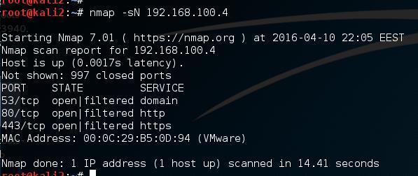 Εκτελώντας την εντολή: nmap -sn 192.168.100.