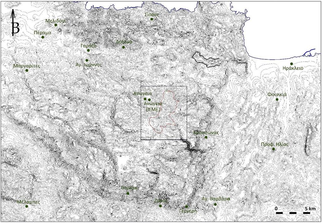 Σχήμα 6.1: Χωρική κατανομή των μετεωρολογικών / βροχομετρικών σταθμών στην περιοχή ενδιαφέροντος. Αναλυτικά (ετήσια) δεδομένα των παραπάνω σταθμών παρατίθενται στο Παράρτημα Α (Πίνακες Α.1, Α.