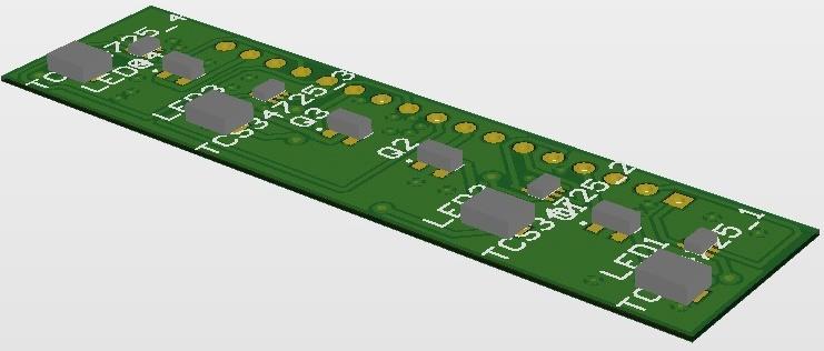 štirje 10 kω upori, štirje 470 Ω upori, štirje BSS138LT1 in štiri SMD LED diode, ki so zagotavljale potrebno svetlobo za pravilno delovanje barvnih senzorjev.