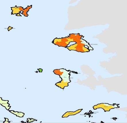 Πίνακας 3: Χαρτογράφηση Υφιστάμενης Κατάστασης Φορολογούμενου Εισοδήματος στη Περιφέρεια Βορείου Αιγαίου 2012 % ΩΣ ΠΡΟΣ