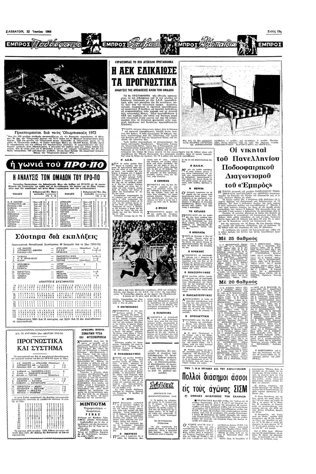 7 ΣΑΒΒΑΤθ 22 988 Σελς 13 ΚΕΡλΖ0ΛΣ τ Π Α τλ ΠΕΚ ΕΩΣΕ (Τ ΝΓΝΩΣΤ ΝΥΣΣ Ε ΑΠΣΕΩΣ ΛΩΝ ΩΝ ΑΩΝ 4 Πβετµασα δ τς λυµπακς 1972 Α τζ500 λ@ κδ ζτα ες τ Βαυα ττευσα τ χ α τ λυµπα τ 972 κθ κα α κα στσς χυ αυχσ:β ::