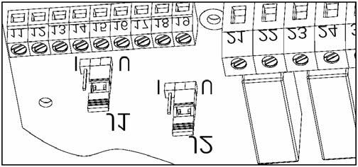 Vezi 7.25, pag.61. Fig.53 arat@ cum se fac set@rile intr@rii de curent }i tensiune cu jumperul J1 de pe placa de baz@. Setarea implicit@ pentru J1 este pentru control ^n tensiune. Not@!